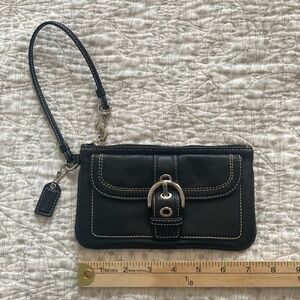 Coach black leather wristlet purse